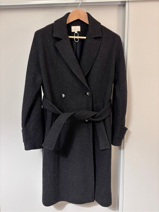 Sezane Jackets & Blazers - Sezane Oscar Coat S21 Size XS Anthracite Gray Wool Blend Double Breasted Belted